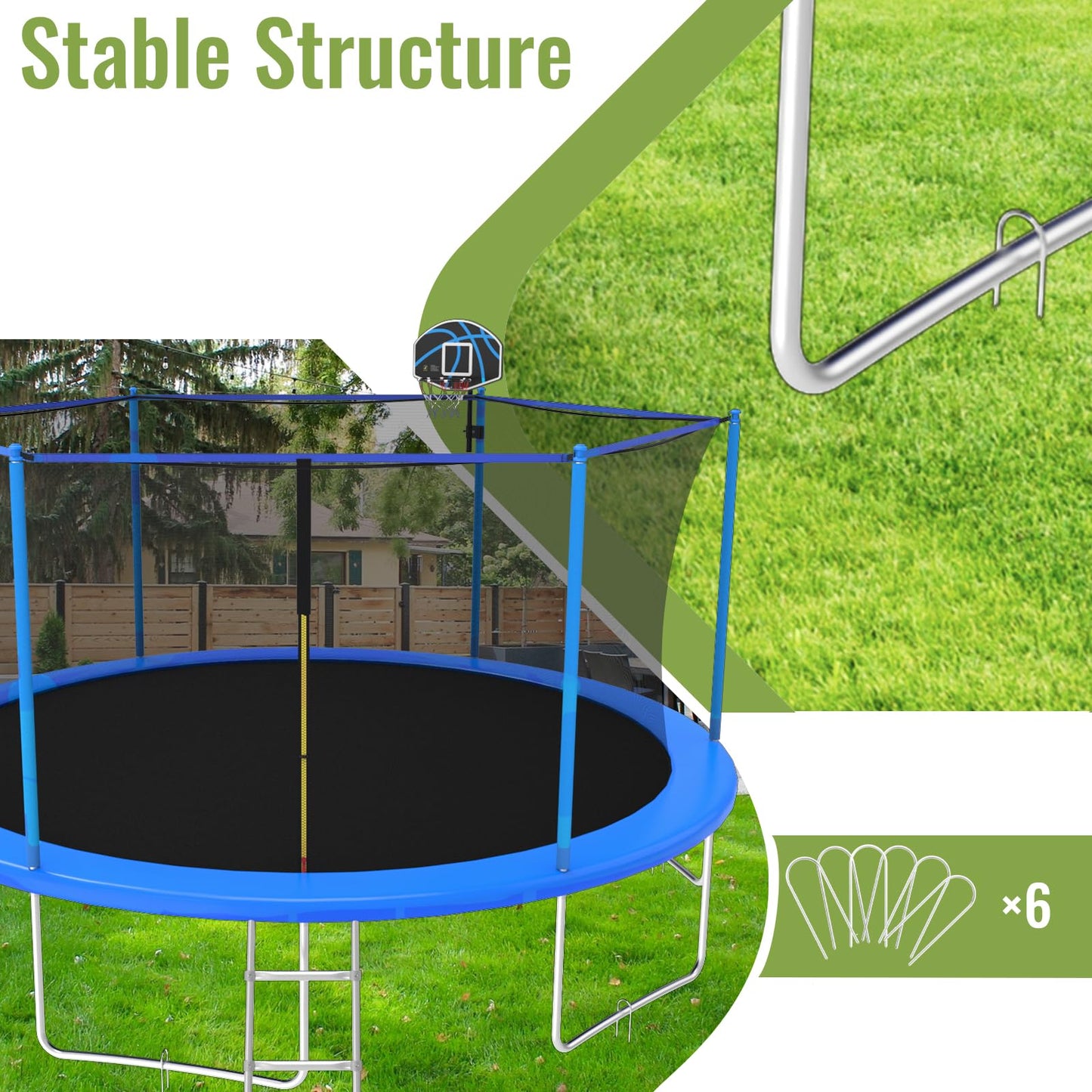 Trampoline with Basketball Hoop & Sprinkler