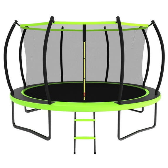 Fashionsport Outfitters 10ft/12ft/14ft/16ft Trampoline for Kids and Adults - Outdoor Trampoline with Safety Net, Ladder, String Light - Anti Rust