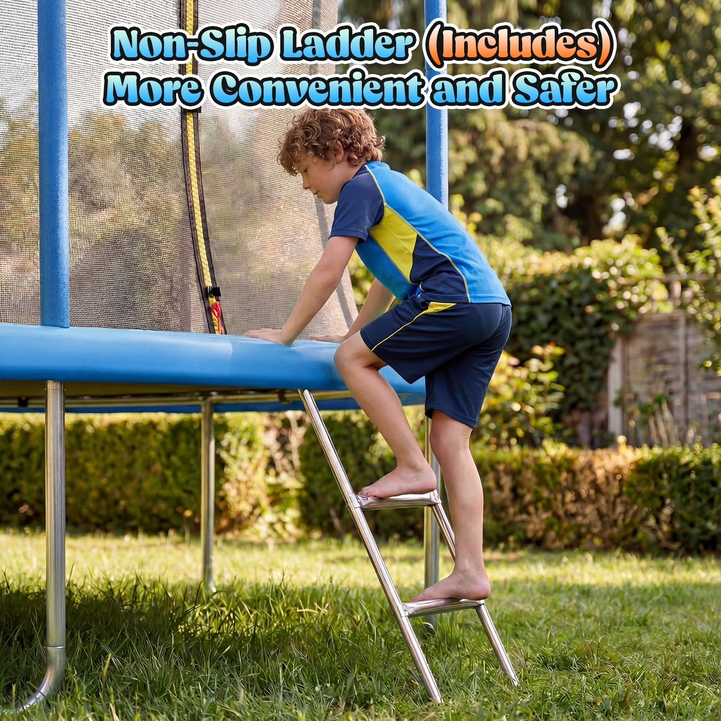 Outdoor Trampoline,Fashionsport Outfitters 14FT Trampoline, Recreational Backyard Trampolines Anti-Rust for Kids and Adults with Net and Ladder