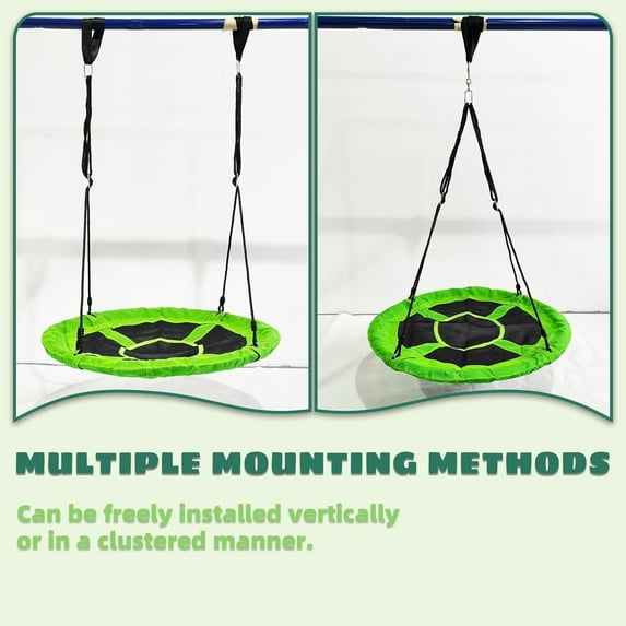 38 Inch Saucer Tree Swing for Kids - Outdoor Round Swing with Adjustable Straps 200LBS Weight Capacity, Green