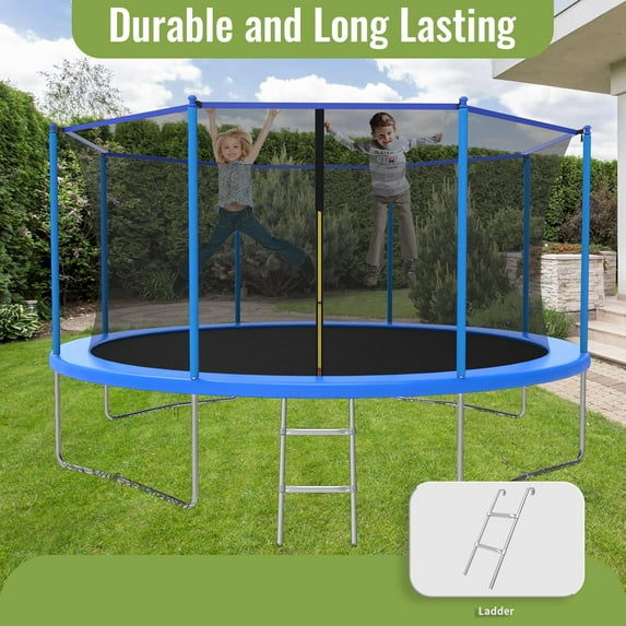 Fashionsport Outfitters 14FT Trampoline for Kids and Adults - Outdoor Trampoline with Safety Net - Anti Rust - Blue