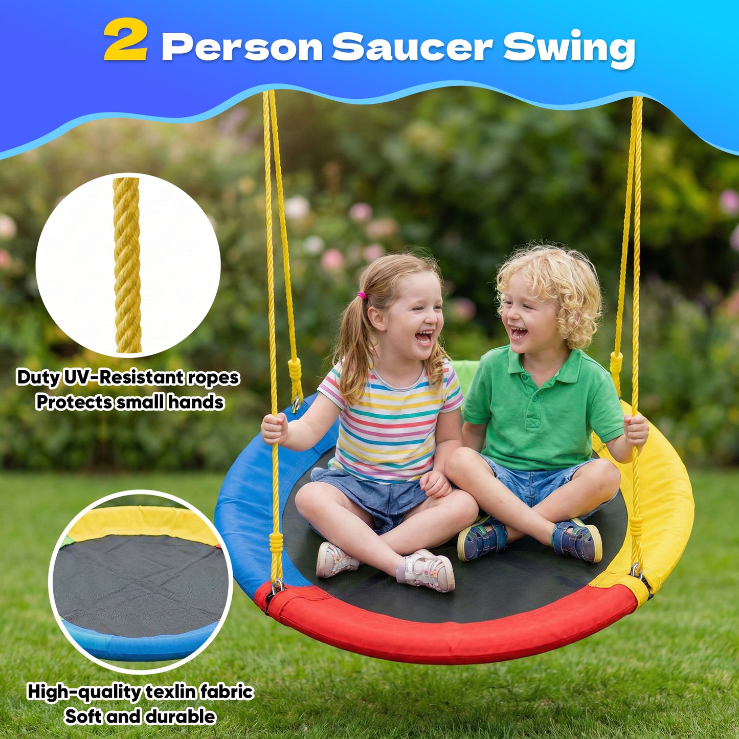 Swing Sets for Backyard,Fashionsport Outfitters Heavy-Duty Outdoor Kids Metal Swing sets for Playground,Outside Toys with Saucer Swing,Wave Slide,Belt Swing ,Trapeze Bar Ring for Kids Aged 3-12