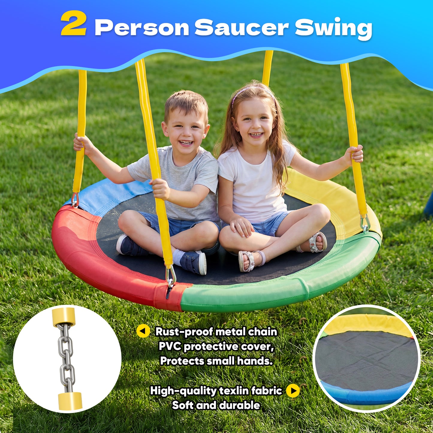 Swing Sets with Trampoline,Fashionsport Outfitters Heavy-Duty Outdoor Swing sets for Backyard,Playground,Outside Toys with Saucer Swing,Wave Slide,Belt Swing,Trapeze Bar,Basketball Hoop for Aged 3-12