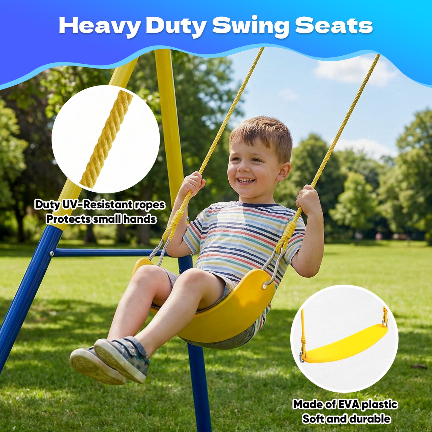 Swing Sets for Backyard,Fashionsport Outfitters Heavy-Duty 500lbs Outdoor Metal Swing sets for Playground,Outside Toys with Saucer Swing,Belt Swing and Trapeze Rings for Aged 3-12 Kids