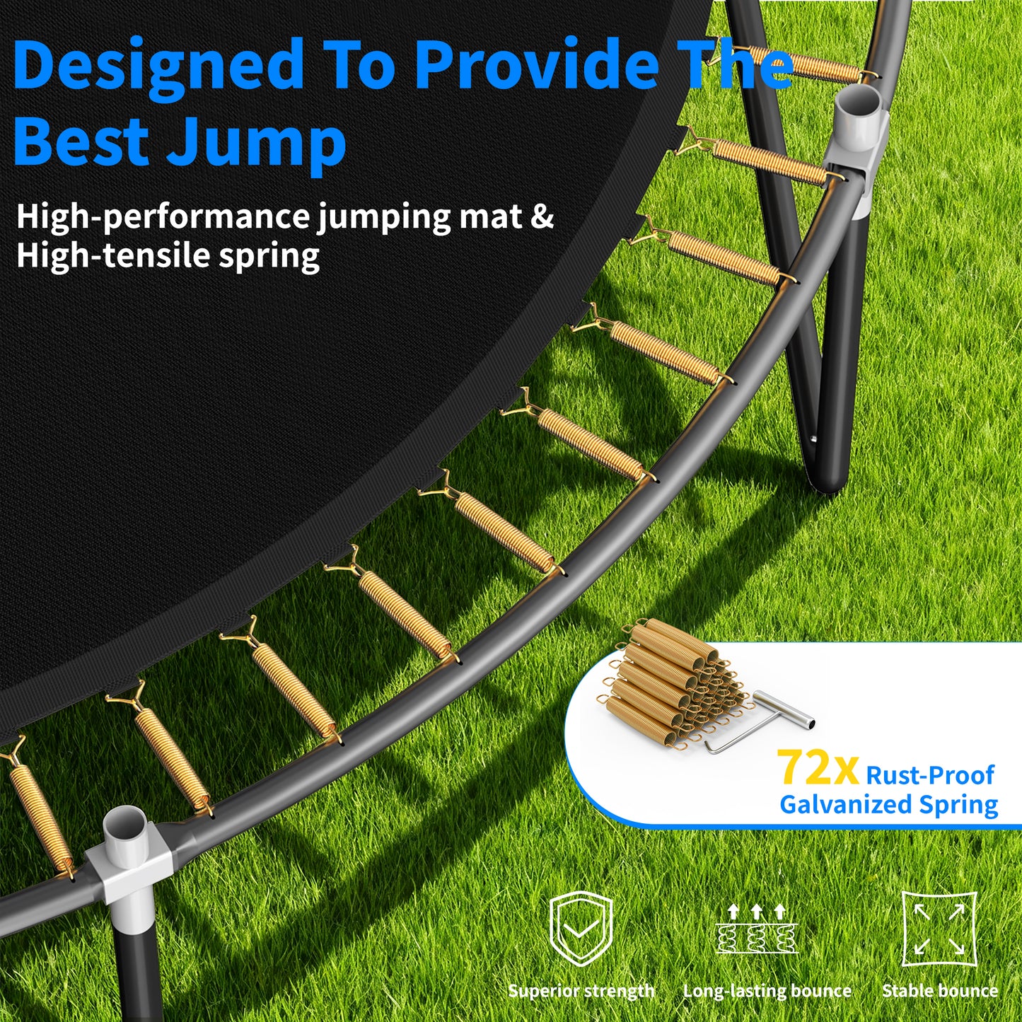 Outdoor Trampoline,10FT/12FT/14FT /16FT Trampoline with LED Lights, Recreational Backyard Trampolines Anti-Rust for Kids and Adults with Net and Ladder