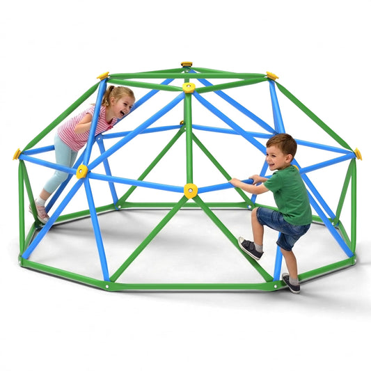 6FT Climbing Dome with Hammock,Fashionsport Outfitters Kids Geometric Climber Dome Jungle Gym Outdoor Play Toddler Play Set for Ages 3-12