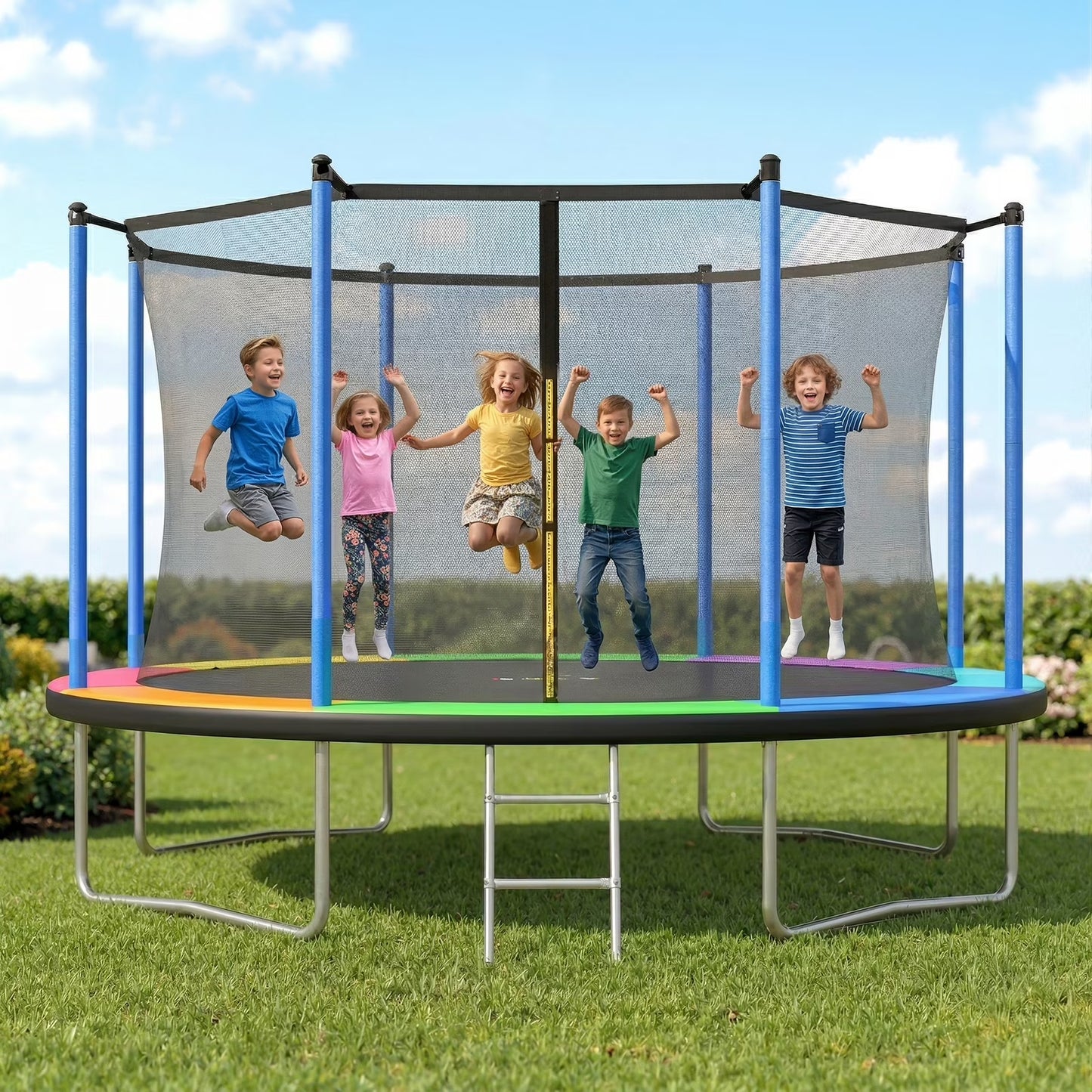 Outdoor Trampoline,Fashionsport Outfitters 14FT Trampoline, Recreational Backyard Trampolines Anti-Rust for Kids and Adults with Net and Ladder