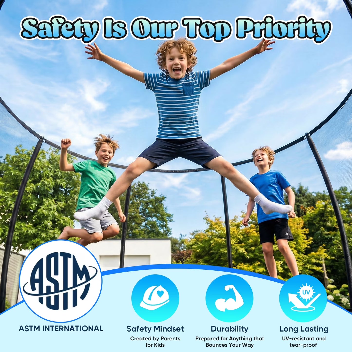 Outdoor Trampoline,Fashionsport Outfitters 8FT/10FT/12FT/14FT Round Jumping Trampoline with Enclosure Net and Ladder,Recreational Backyard Trampolines Anti-Rust for Kids Birthday Gift