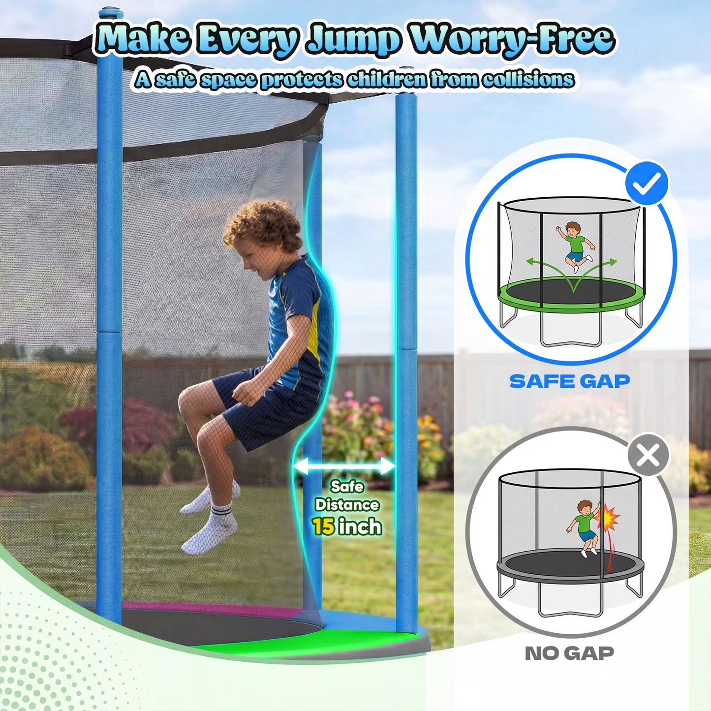 Outdoor Trampoline,Fashionsport Outfitters 14FT Trampoline, Recreational Backyard Trampolines Anti-Rust for Kids and Adults with Net and Ladder