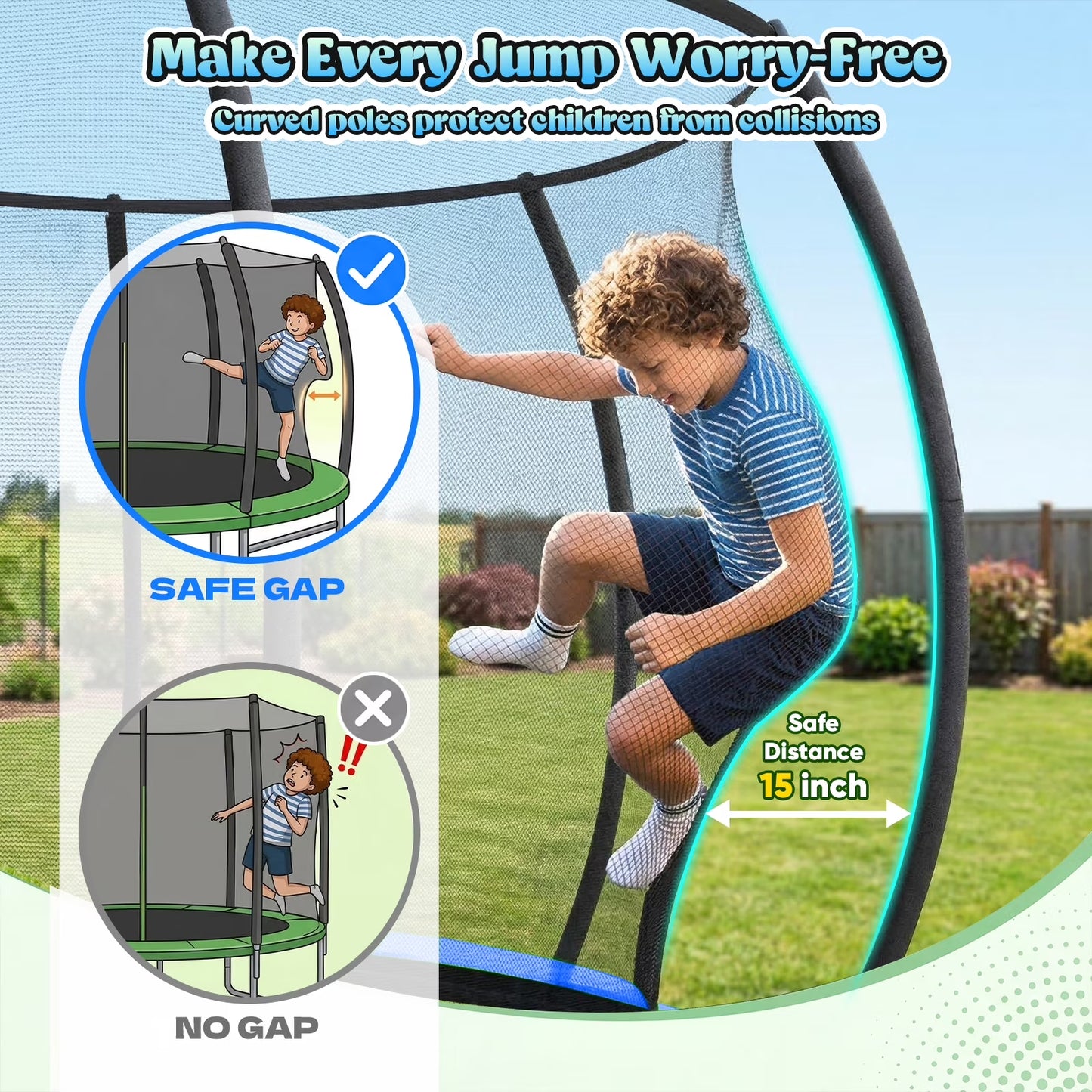 Outdoor Trampoline,Fashionsport Outfitters 8FT/12FT/14FT/16FT Round Jumping Trampoline with Ladder,Sprinkler,Basketball Hoop Board,Recreational Backyard Trampolines Anti-Rust for Kids Gift